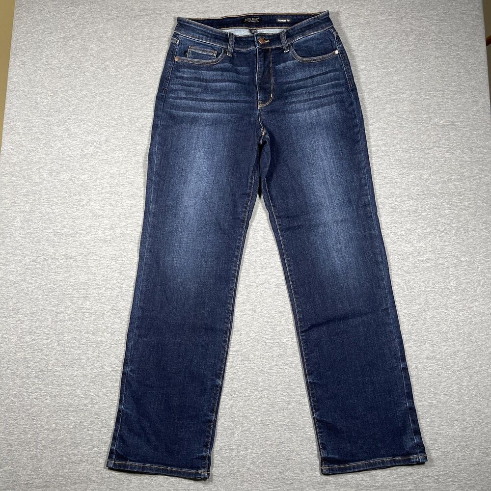 Judy Blue Jeans Womens 11/30 Blue High Rise Straight Fit Dark Wash Stretch